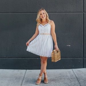 Embroidered spaghetti strap summer dress